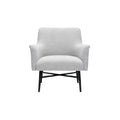 **Moderne fauteuil met een zachte stof en zwart metalen frame**