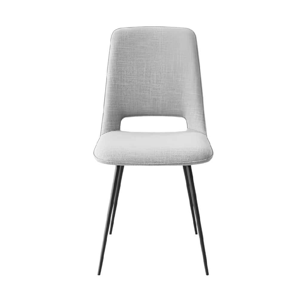 **Moderne stoel met stoffen bekleding en metalen poten**