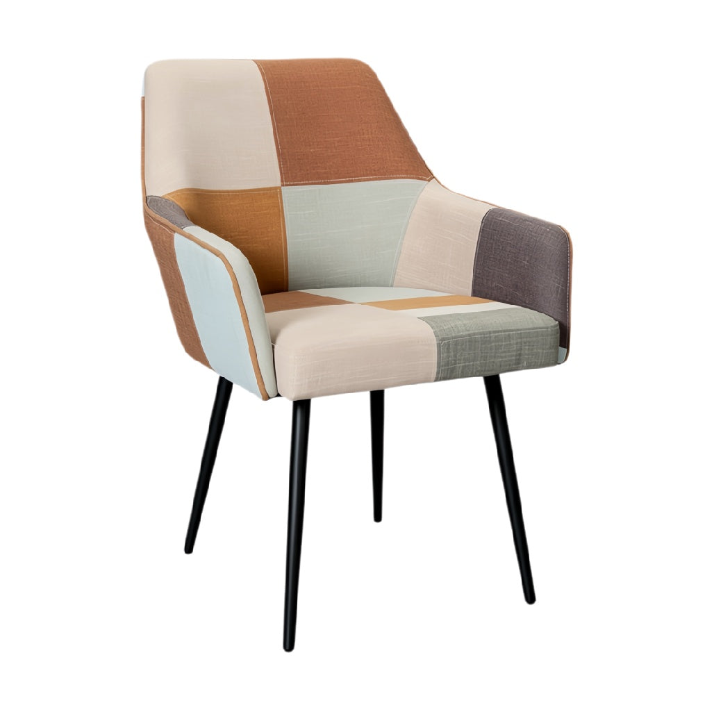 **Technische Titel in het Nederlands:** **Moderne Patchwork Stoel met Zwarte Poten**